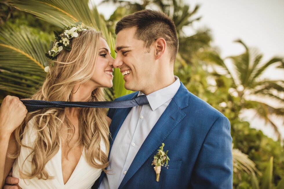 Groom Poses to Complement the Bride in Puerto Vallarta